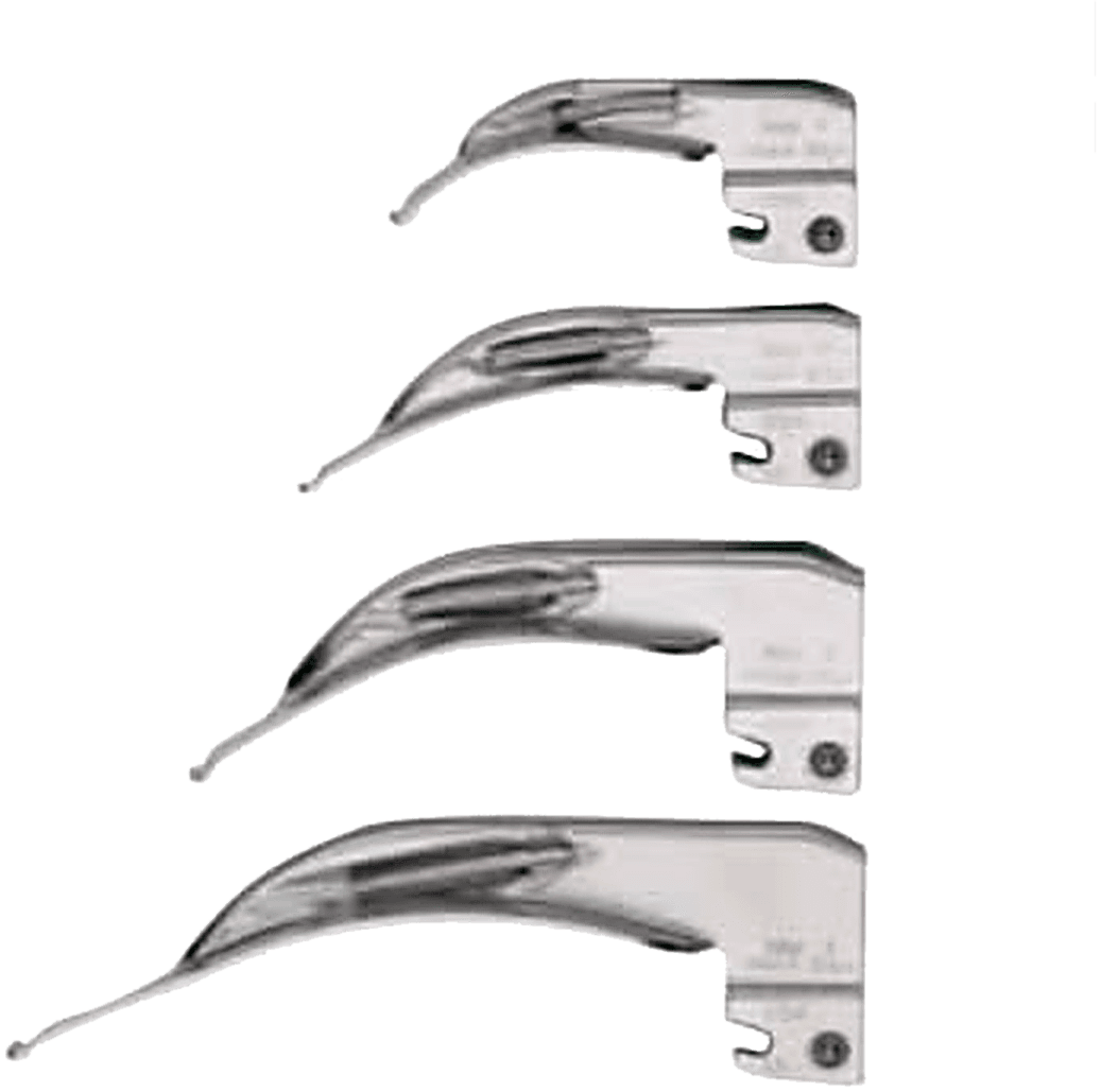 MacIntosh Fibre Optic Laryngoscope Blades (Set, Sizes #1-#4)